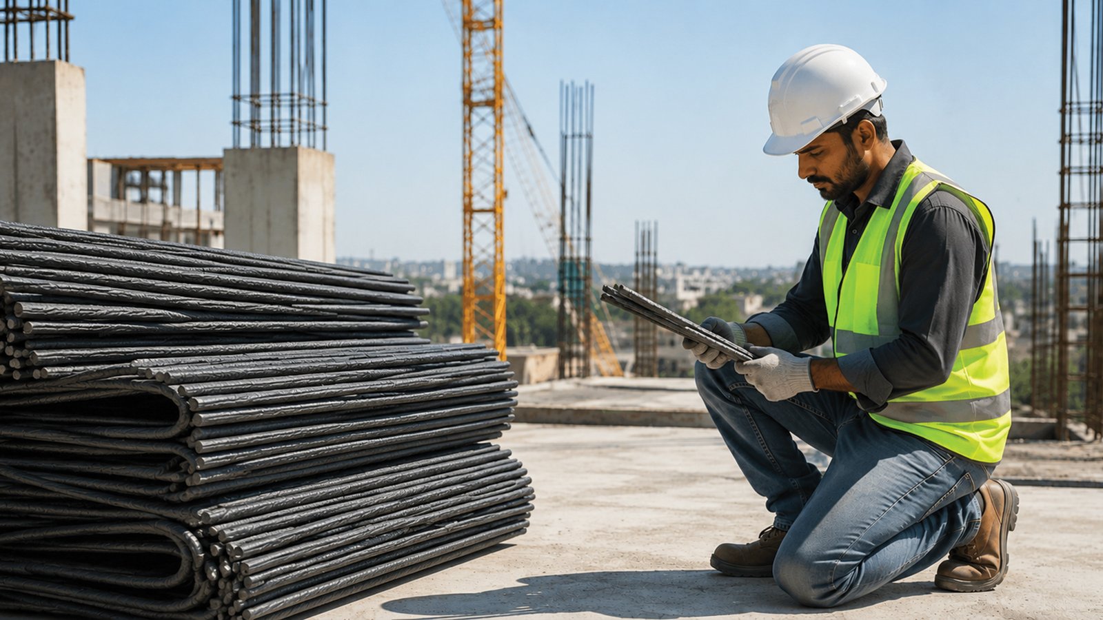 ARS technician conducting spectrometer testing for steel quality verification